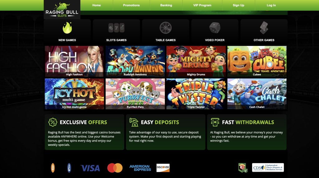 Raging Bull Slots Screenshot of Fastest Paying Online Casino